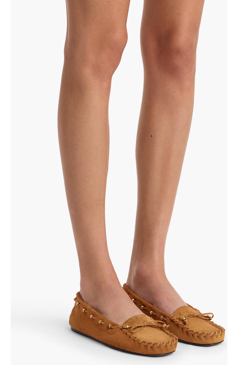 Khaite Milly Moc Toe Boat Shoe, Alternate, color, Caramel