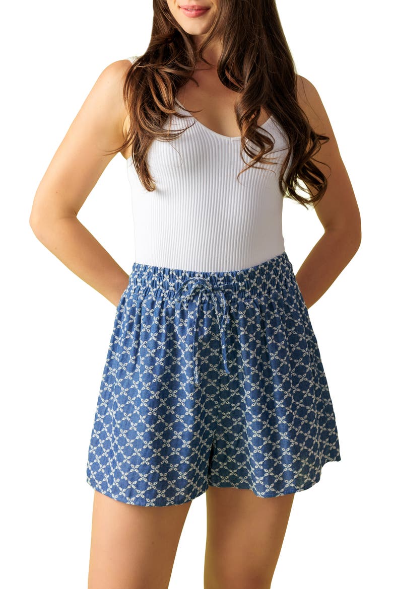 Textured Eyelet Shorts, Alternate, color, MEDIUM INDIGO
