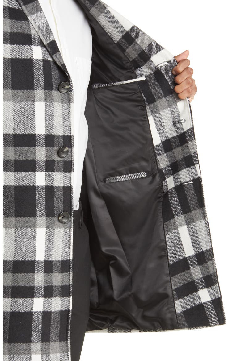 Plaid Overcoat, Alternate, color, BLACK - WHITE BLOCK PLAID