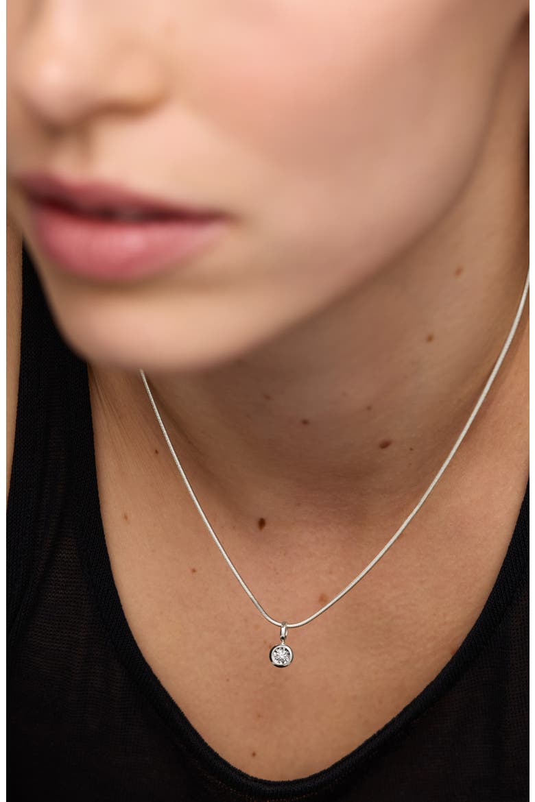 Lab Grown Solitaire Diamond Pendant, Alternate, color, STERLING SILVER / LAB DIA