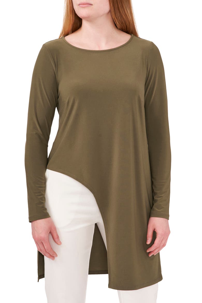 Asymmetrical Hem Long Sleeve Tunic, Main, color, OLIVE 304