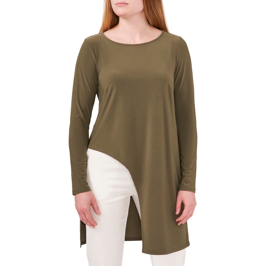 Chaus Asymmetrical Hem Long Sleeve Tunic in Olive 304 at Nordstrom, Size Large