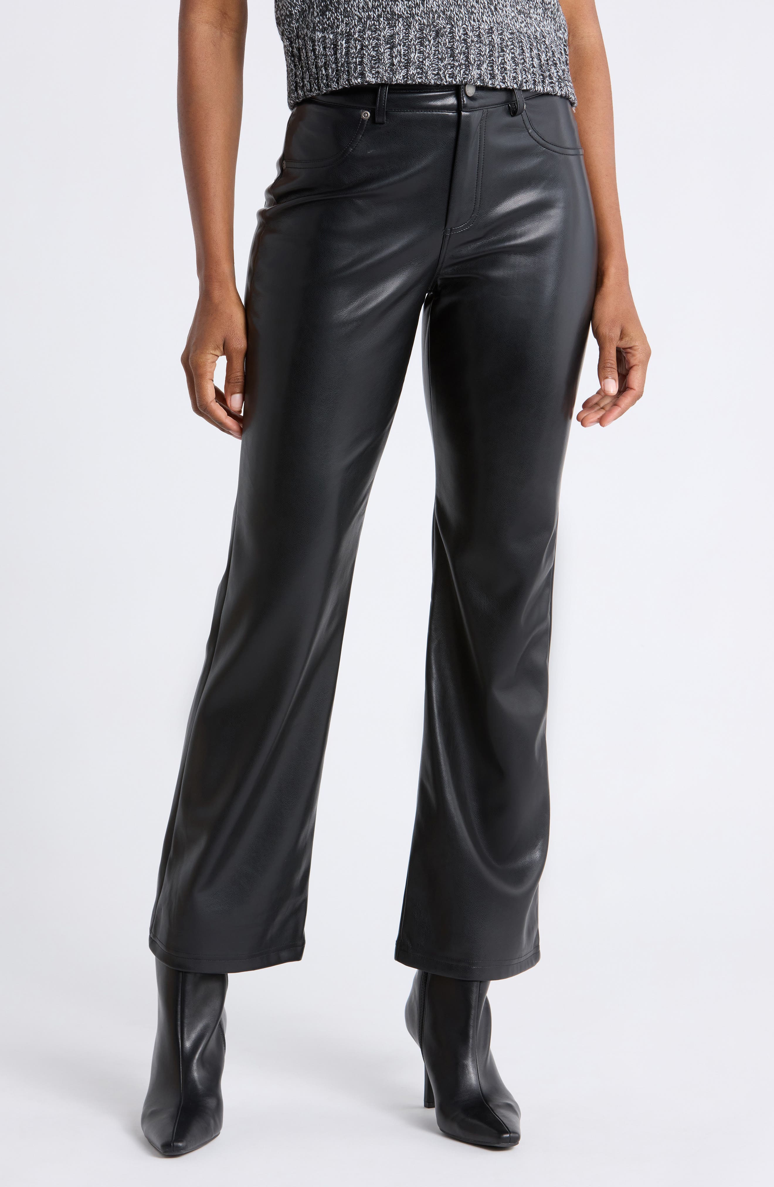 Faux Leather Flare Leg Pants