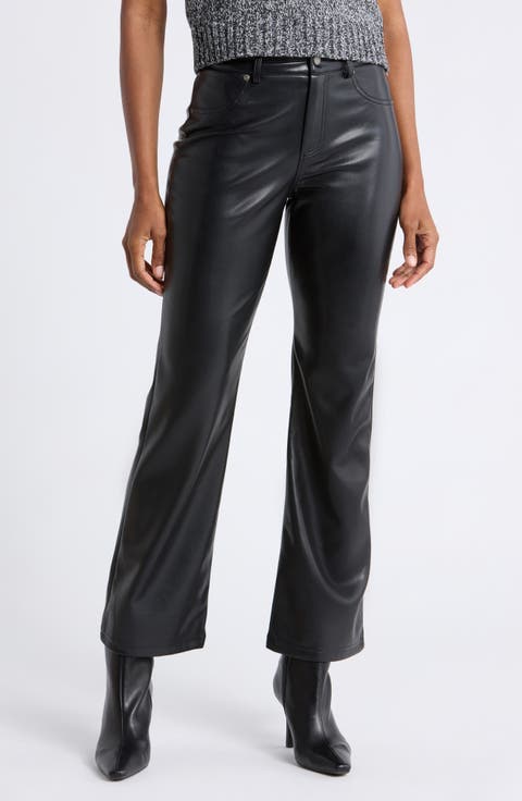 Faux Leather Flare Leg Pants