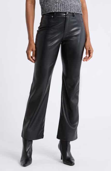 Faux Leather Flare Leg Pants