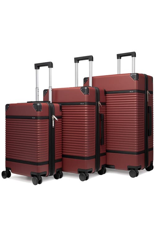 Elle Bville 3 Piece Expandable Retro Spinner Luggage Set In Burgundy