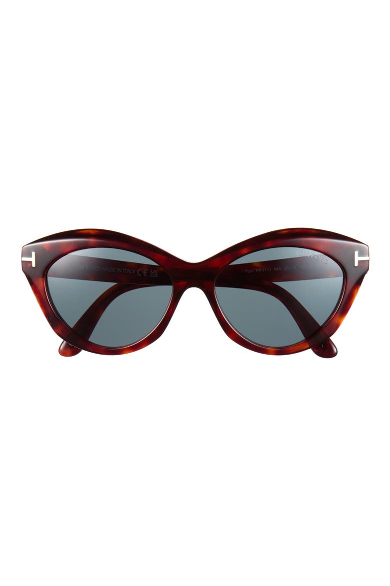Toni 55mm Oval Sunglasses, Main, color, RED HAVANA / BLUE