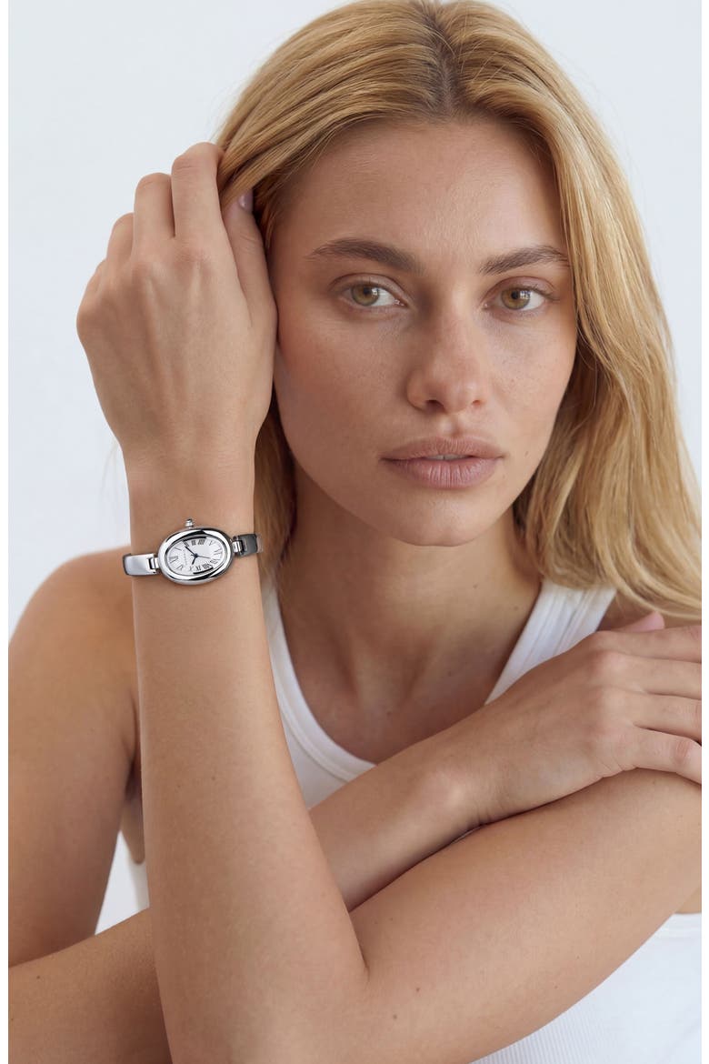 York Bracelet Watch, 32mm x 20mm, Alternate, color, SILVER/WHITE