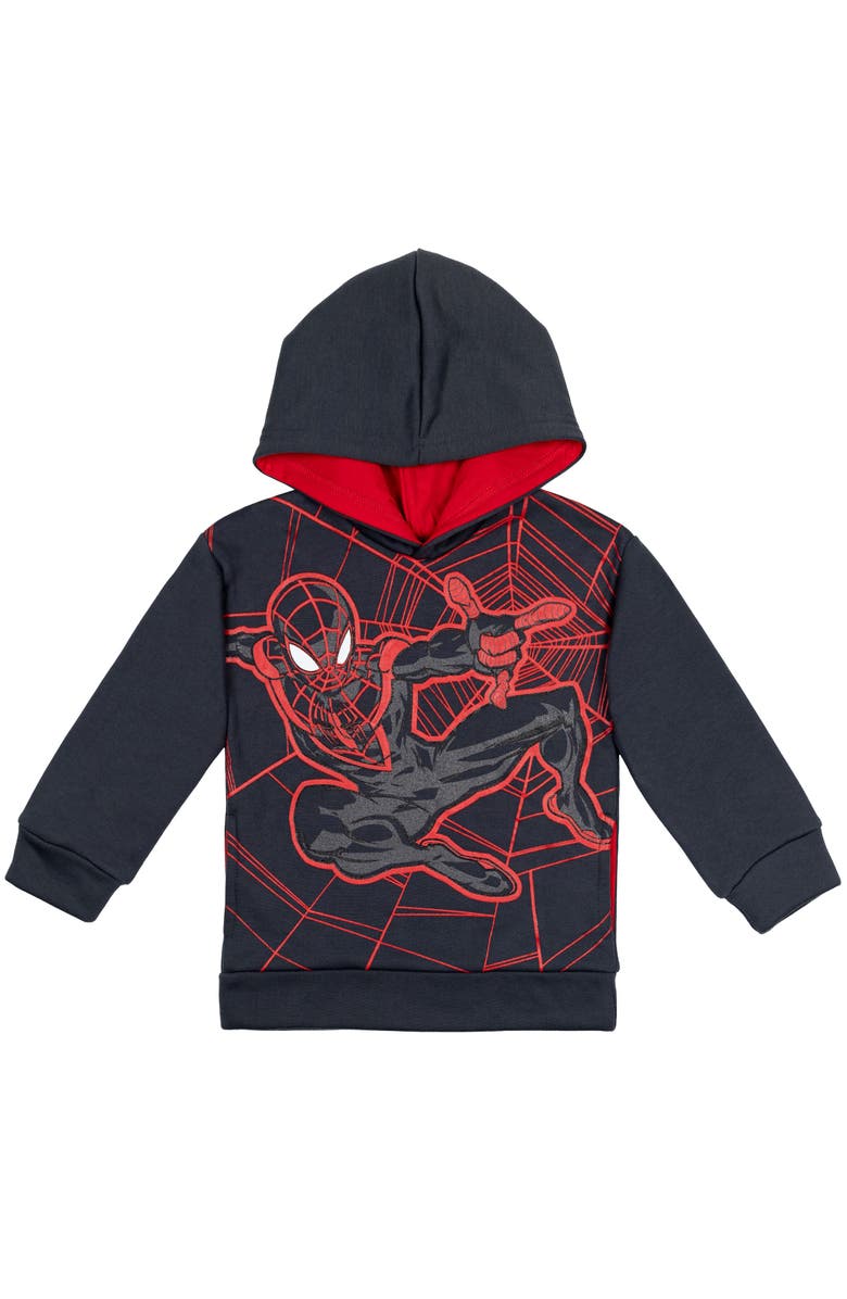 Marvel Spider-Man Fleece Pullover Hoodie, Main, color, Miles Morales Dark