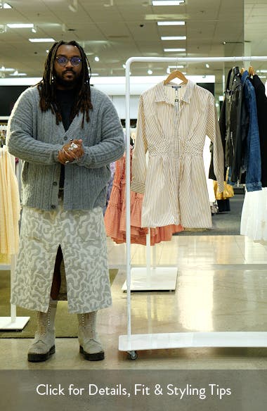 【Steve Madden】Aria ストライプ ミニシャツワンピース Steve Madden Aria Stripe Long Sleeve Mini Shirtdress | Nordstrom