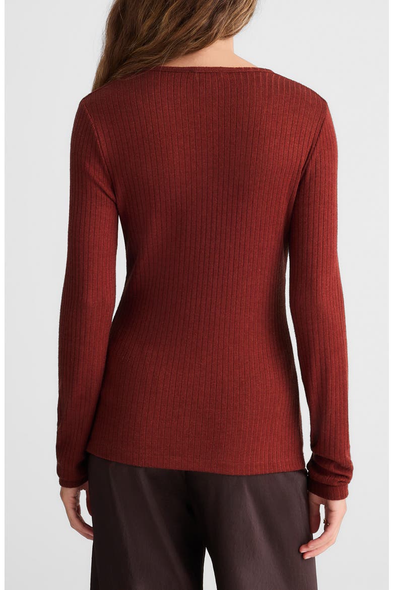 Textural Cutaway Crewneck Cardigan, Alternate, color, DEEP REDWOOD