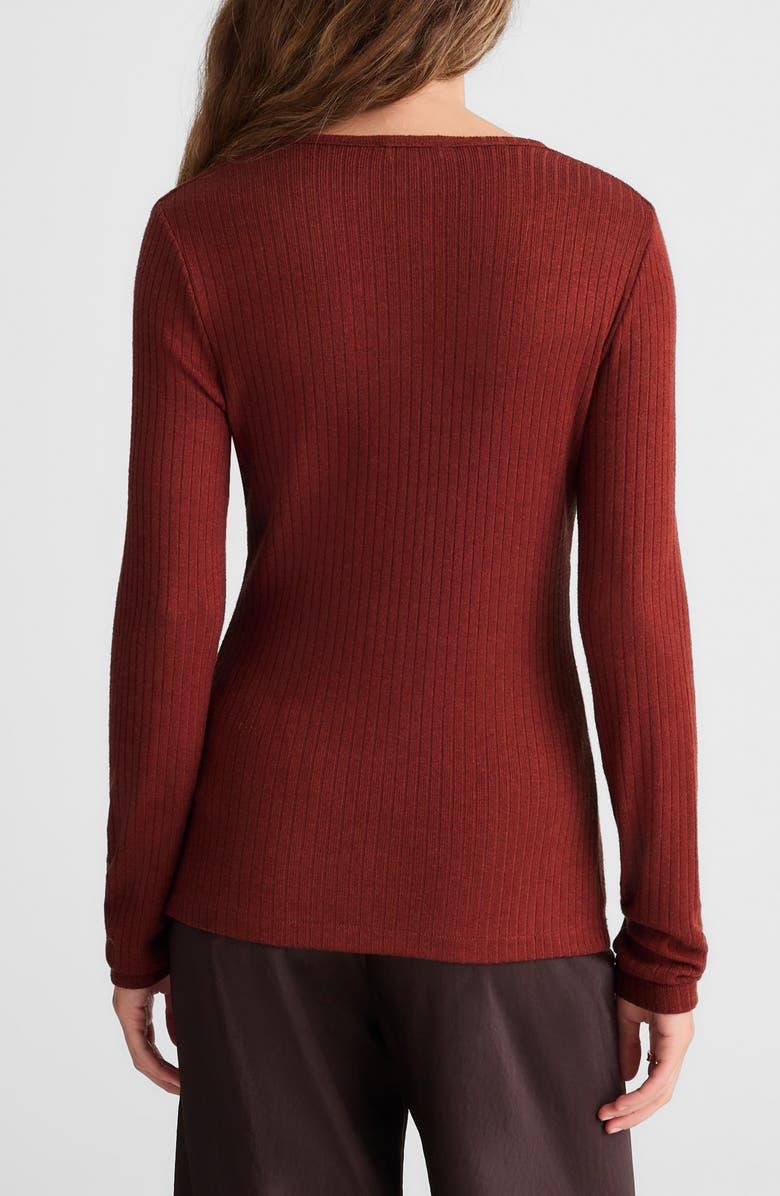 Madewell Textural Cutaway Crewneck Cardigan, Alternate, color, Deep Redwood