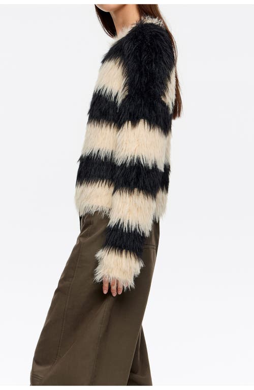 Bimba Y Lola Striped Fur Sweater In Animal Print