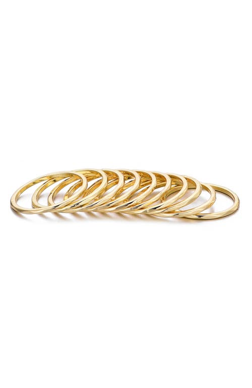 Adornia Set Of 10 Hammered Band Rings In Gold