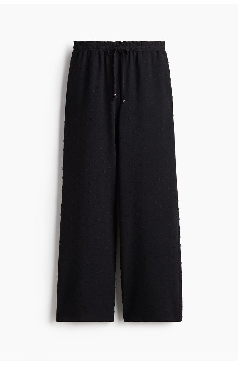 H&M Plumeti Drawstring Trousers, Main, color, Black