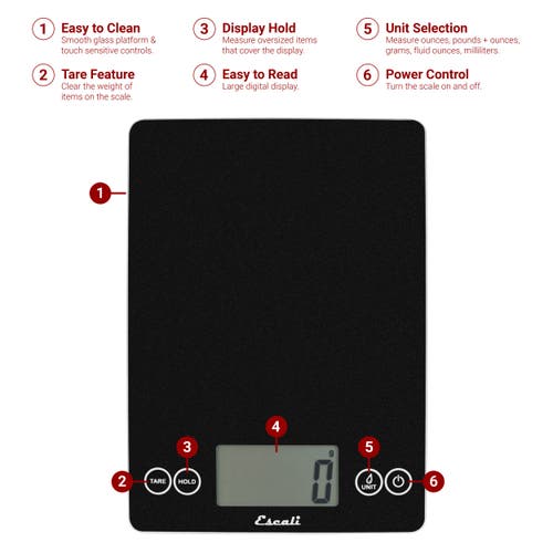 Escali Arti Glass Digital Scale In Black