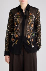 Dries Van Noten Chowy Art Deco Embroidered Shirt