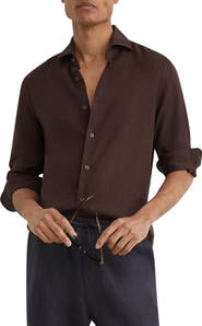 Reiss Ruban Solid Linen Button-Up Shirt