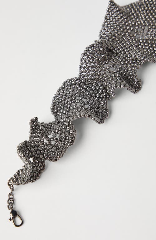 Brunello Cucinelli Flower Sculptured Choker In Lignite Grey
