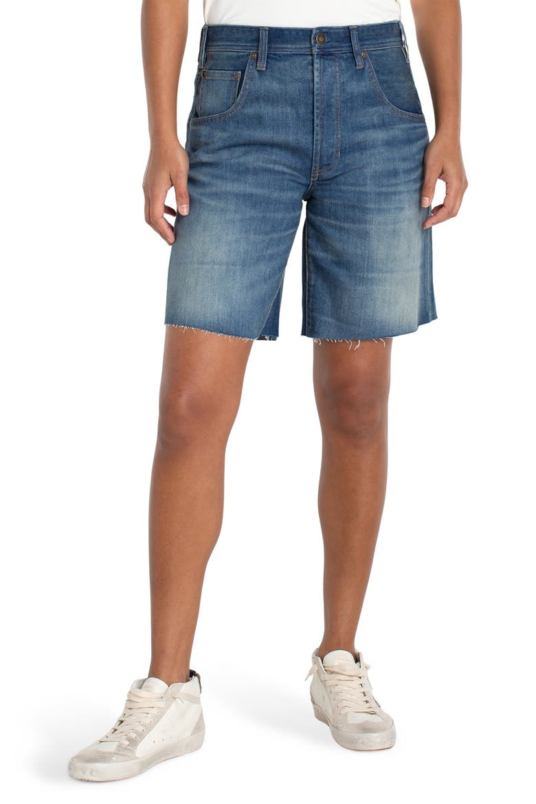 Cutoff Denim Shorts, Main, color, LEAWOOD