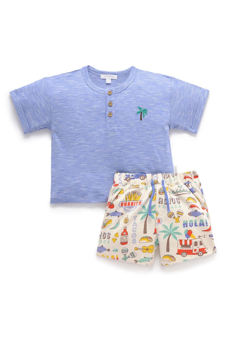 Fiesta Resort Henley Top & Short Set, Main, color, Fiesta Print