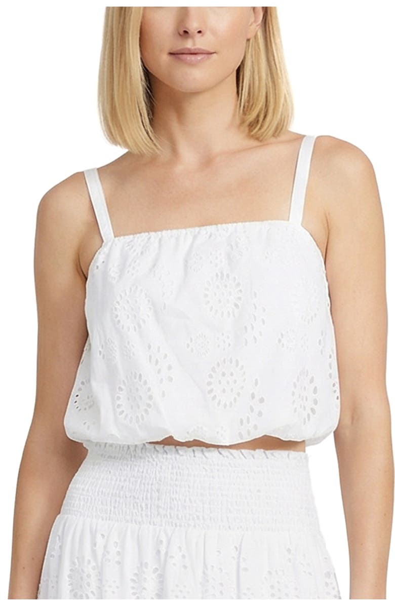Change of Scenery Dani Eyelet Embroidered Bubble Crop Top, Main, color,