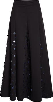 Lela Rose Paillette Cotton Poplin Godet Skirt