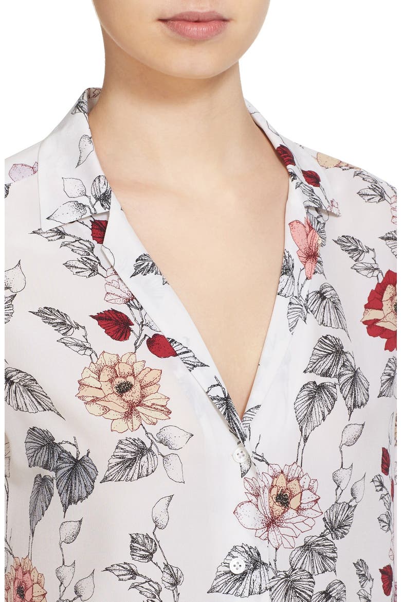 Adalyn Floral Print Silk Shirt, Alternate, color, BRIGHT WHITE MULTI