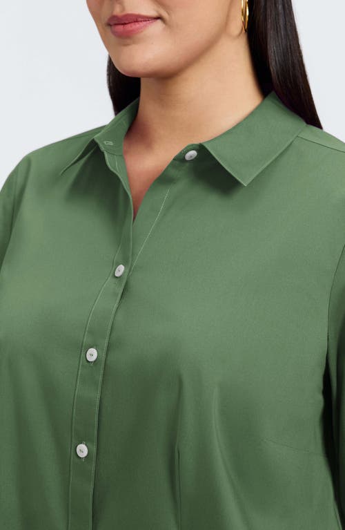 Foxcroft June Stretch Cotton Blend Button-up Shirt In Green