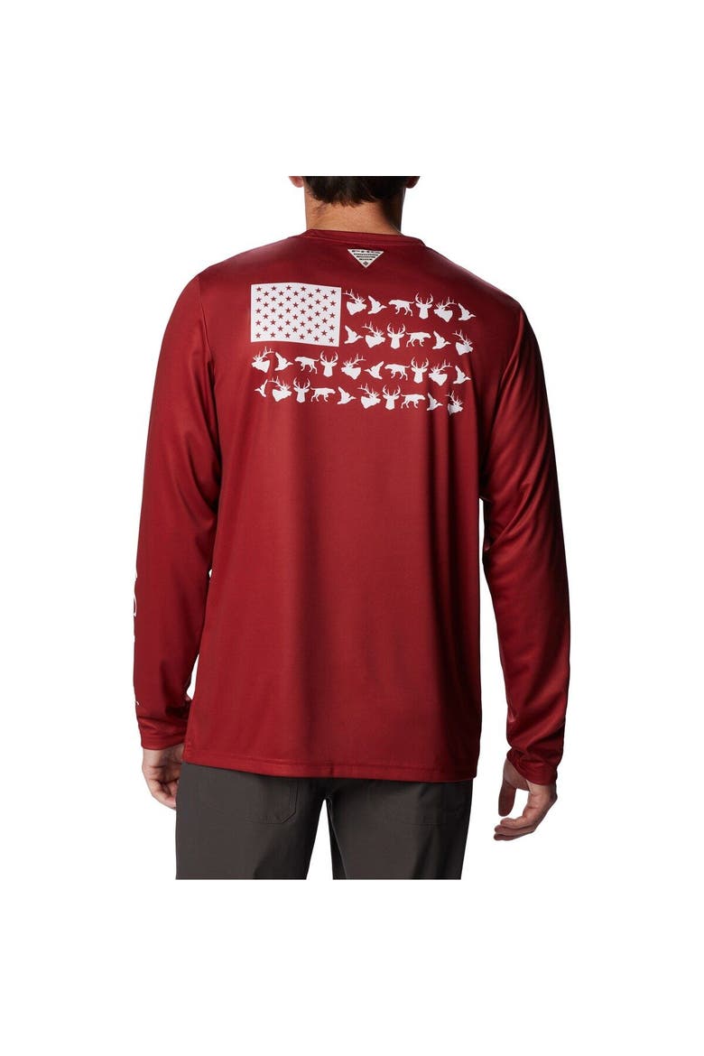 Men's Columbia Crimson Oklahoma Sooners Terminal Tackle Omni-Shade Raglan Long Sleeve T-Shirt, Alternate, color, Crimson