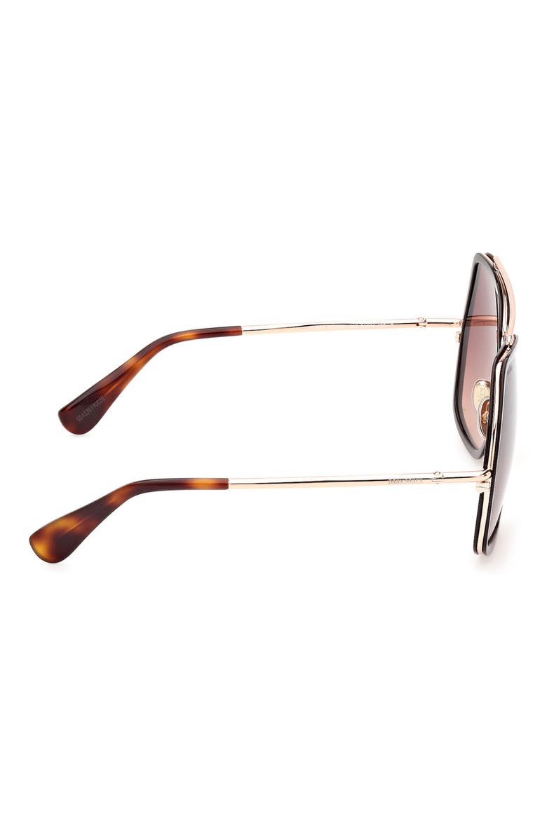 64mm Gradient Geometric Sunglasses, Alternate, color, DARK BROWN/GRADIENT BROWN