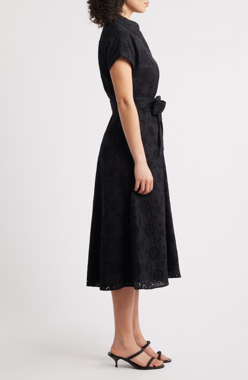 Caslonr Caslon(r) Eyelet Embroidery Cotton Shirtdress In Black