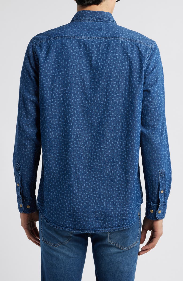 Original Penguin Slim Fit Ditsy Dot Cotton Denim Button-Up Shirt, Alternate, color, 