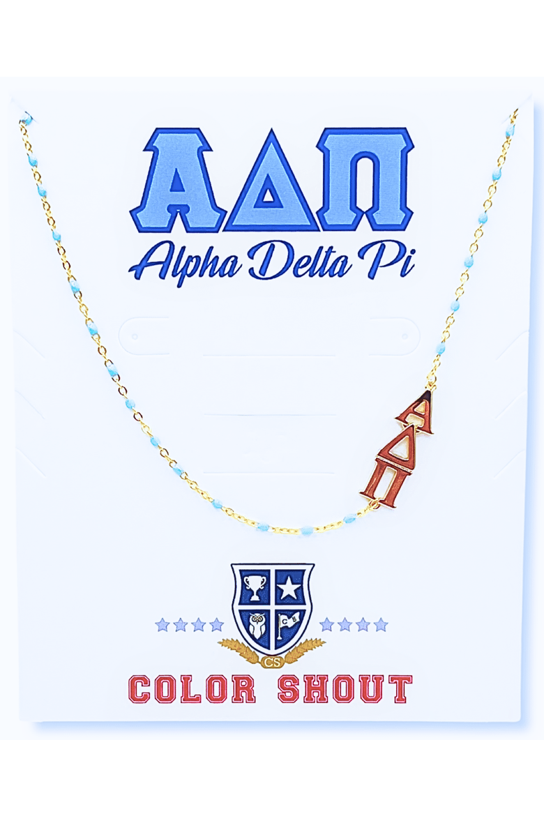 Alpha Delta Pi Greek Letter Side Set Necklace, Main, color, Yellow Gold