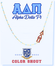 Color Shout Alpha Delta Pi Greek Letter Side Set Necklace