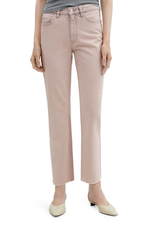 新品【eL】Highrise straight denim pants pink AREA crystal-embellished high-rise straight-leg Jeans | Pink