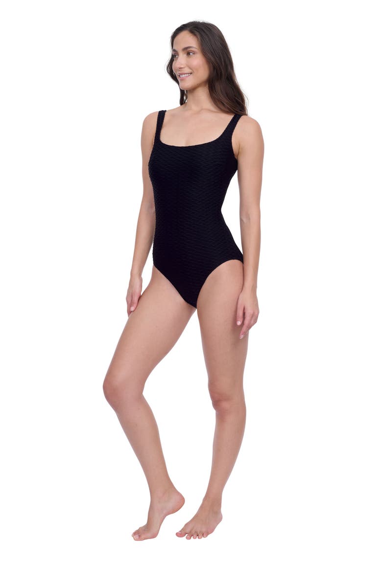 Gottex Sensual Simplicity Round Neck One Piece Swimsuit, Alternate, color, Charcoal