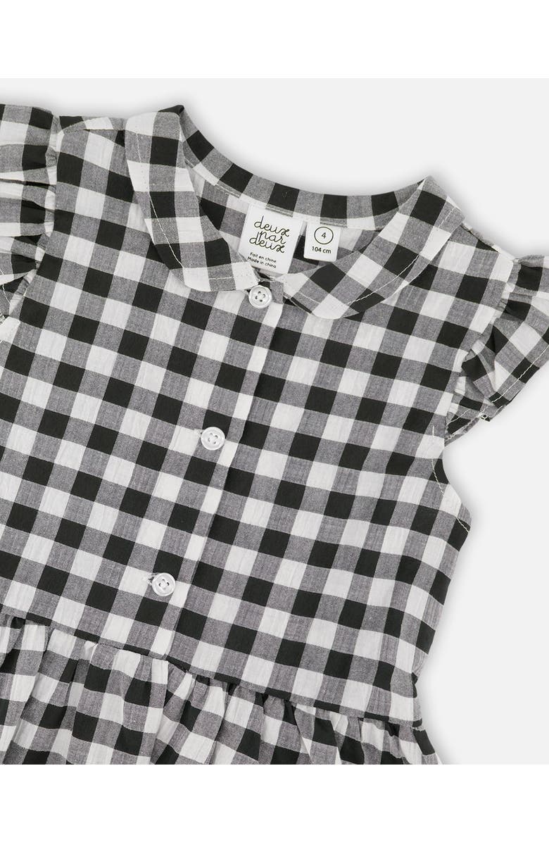 Deux par Deux Classic Sleeveless Gingham Button Down Dress, Alternate, color, Black Gingham