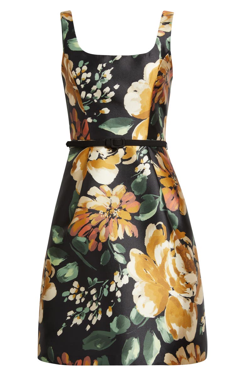 Julia Jordan Floral Cocktail Minidress, Alternate, color, Black Yellow