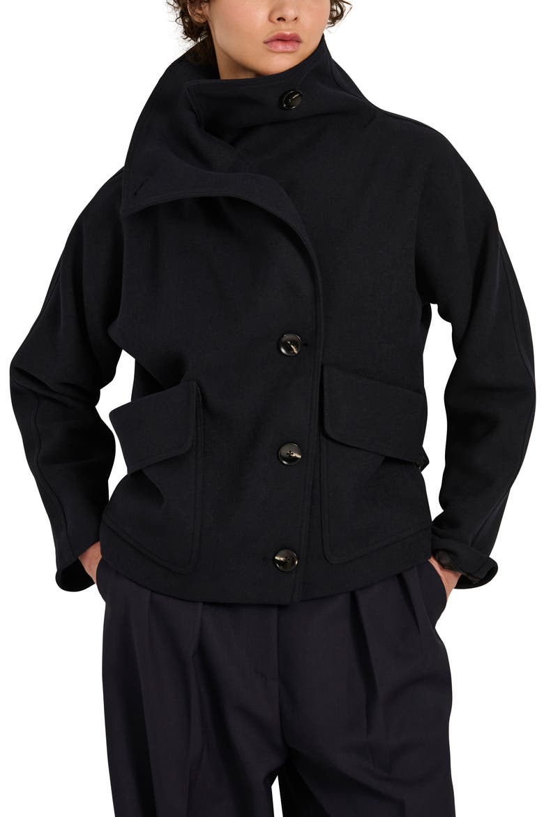 Funnel Neck Coat, Main, color, NAVY