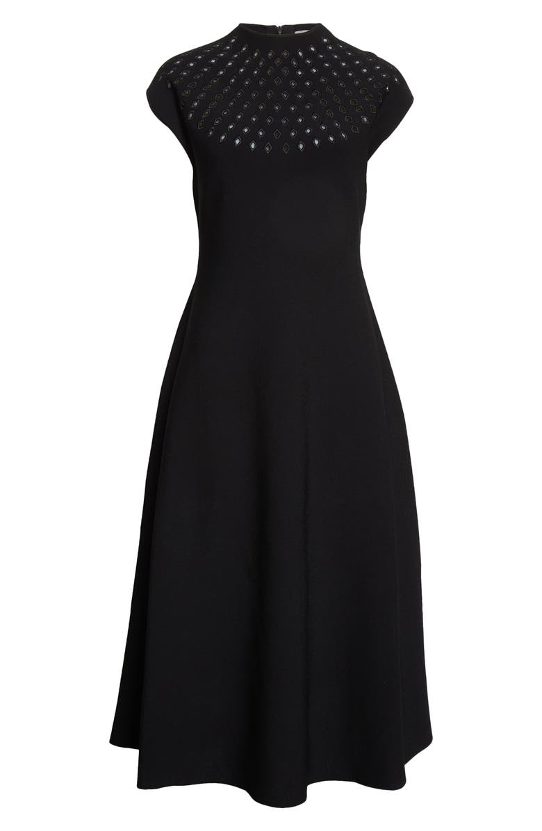 Lela Rose Eyelet Detail Cap Sleeve Knit Midi Dress, Alternate, color,