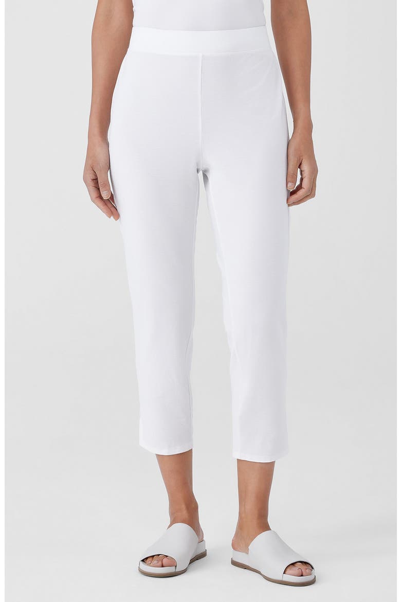 High Waist Slim Crop Pants, Main, color, WHITE