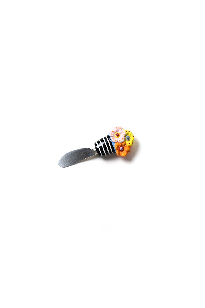 Flowers Appetizer Spreader, Alternate, color, Black