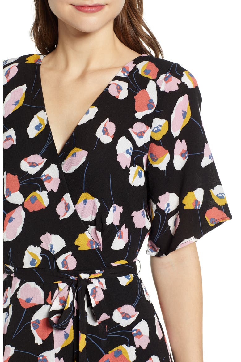 Double V Jumpsuit, Alternate, color, BLACK POPPY FLORAL