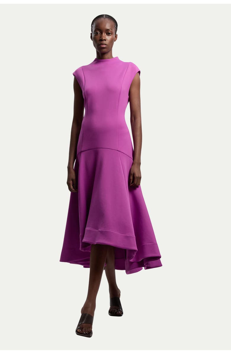 Karen Millen Ruffle Hem Sleeveless Midi Dress, Main, color, Purple