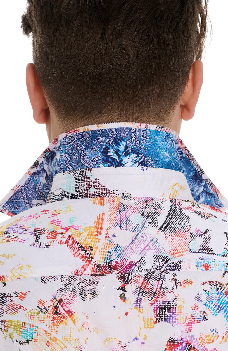 Robert Graham Splash of Color Short Sleeve Stretch Button-Up Shirt, Alternate, color,