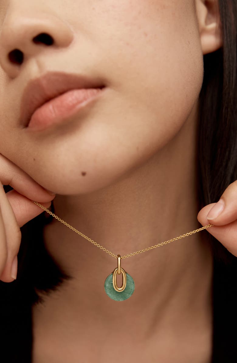 Monica Vinader x Kate Young Semiprecious Stone Pendant Necklace, Alternate, color, 18Ct Gold/ Green Aventurine