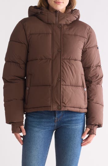 Channel Quilted Hooded Short Puffer Jacket