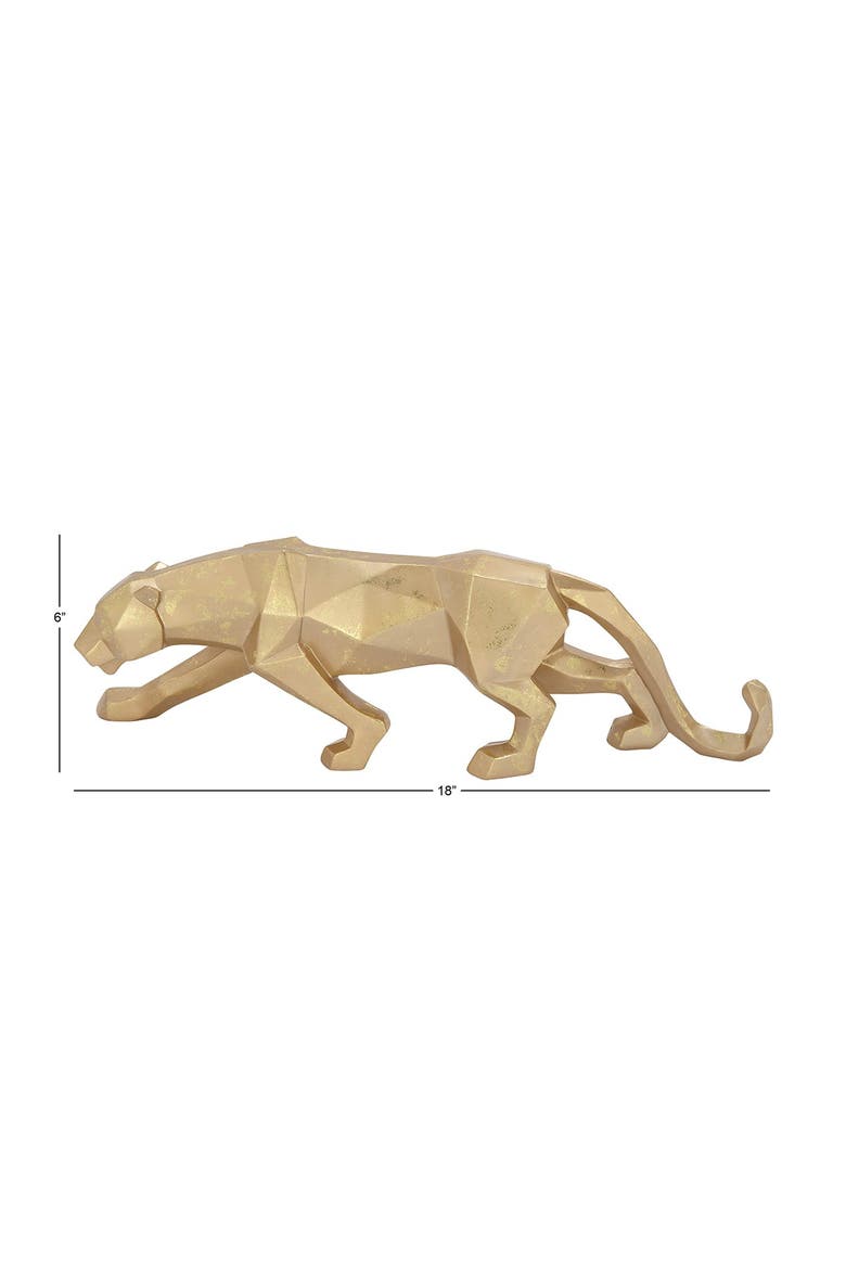 Goldtone Polystone Modern Leopard Sculpture, Alternate, color, GOLD