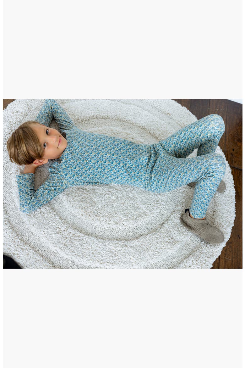 Boys Floral Print Footie, Alternate, color, Blue Floral